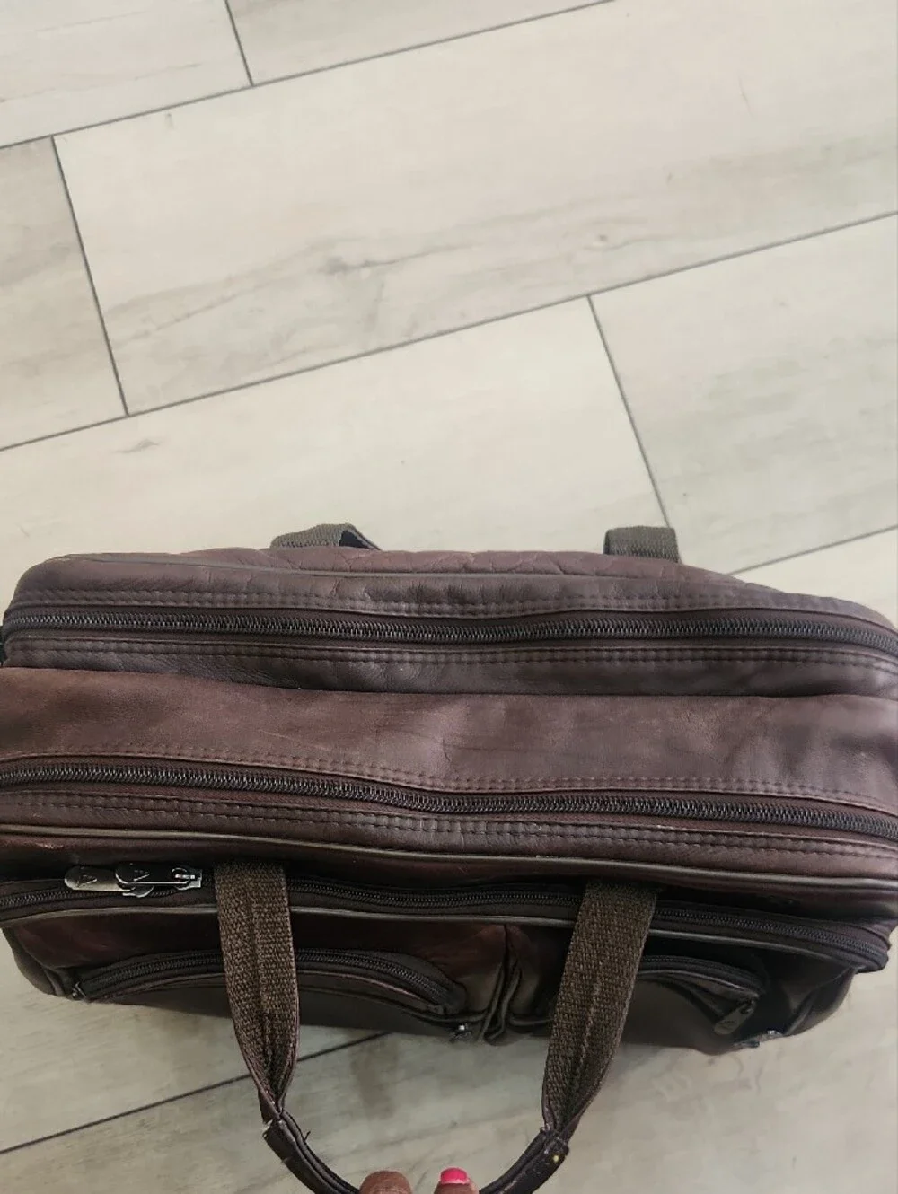 Alpine Swiss Genuine Brown Leather Expandable Laptop Briefcase Business Bag
